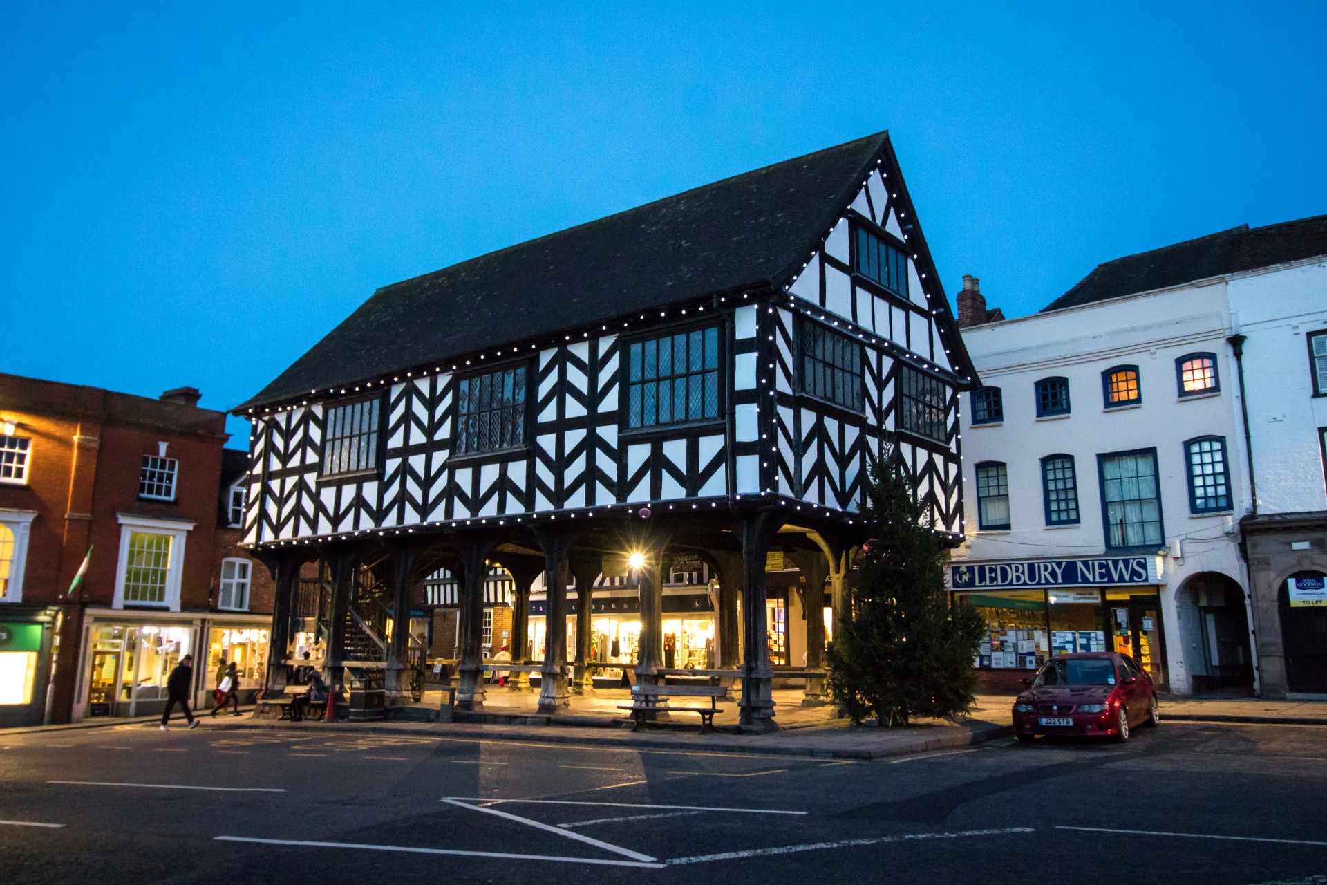 Ledbury Market House Black and White Timber Building at Christmas Top 25 Things to Do in Herefordshire
