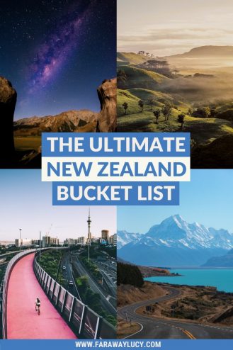 The Ultimate New Zealand Bucket List: 50 Things to Do. New Zealand itinerary. Things to do in New Zealand. What to do in New Zealand. Things to see in New Zealand. What to see in New Zealand. New Zealand travel guide. New Zealand travel blog. Includes sightseeing and wine tasting to skydiving and bungy jumping! Some of my recommendations include Hobbiton, Milford Sound, Waitomo Caves, Lake Tekapo, the Tongariro Alpine Crossing, hiking Franz Josef Glacier, visiting White Island, visiting Hot Water Beach, Aoraki/Mount Cook, zorbing in Rotorua, visiting Cathedral Cove, doing a Lord of the Rings Tour and visiting the cities of Auckland, Wellington, Queenstown, Dunedin, Hamilton and Christchurch. Click through to read more...