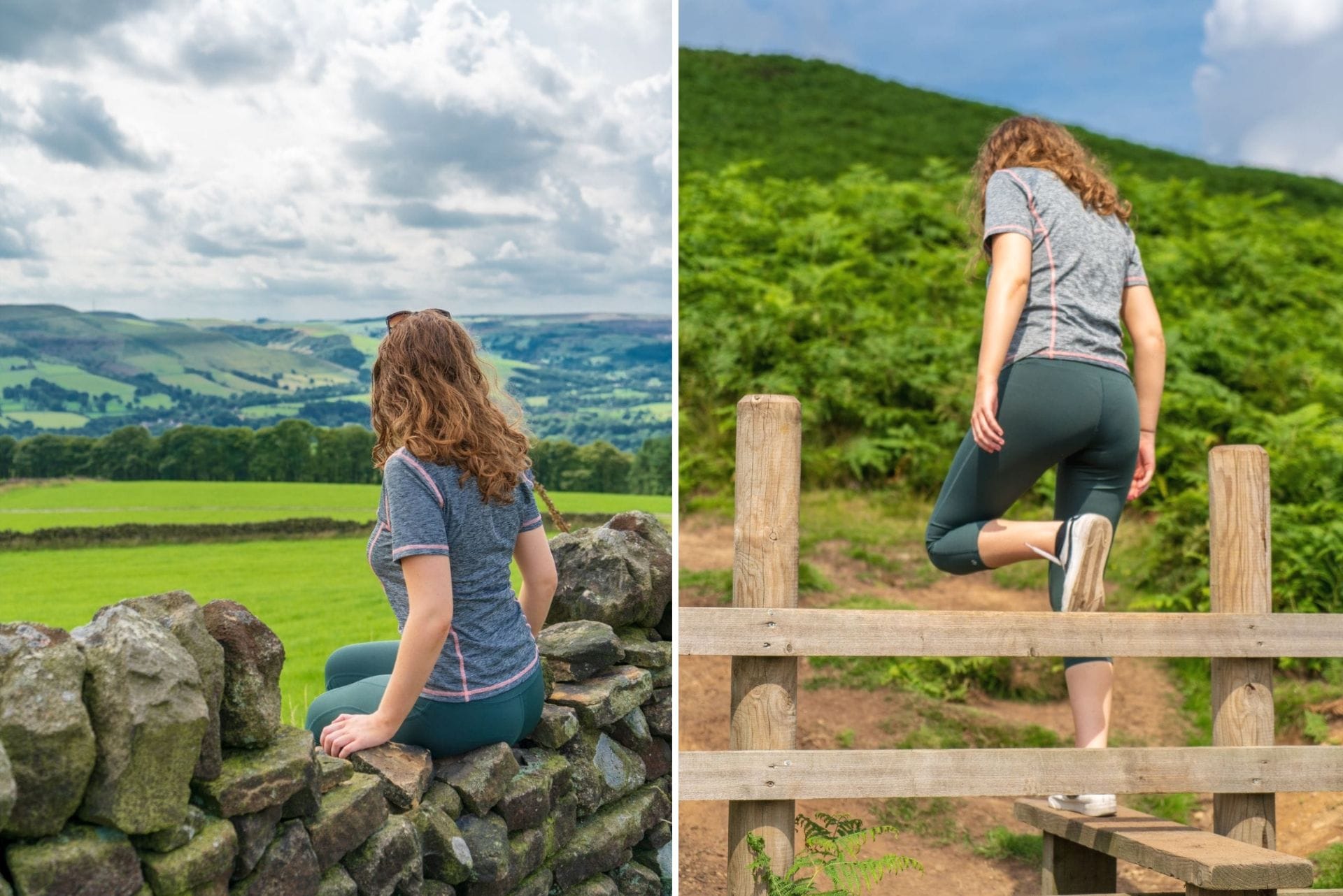 girl-in-workout-gear-sat-on-stone-wall-and-climbing-over-fence