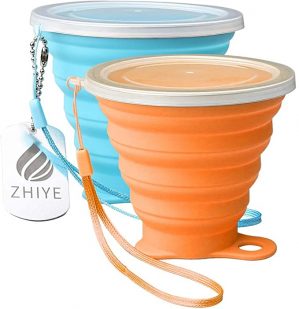 zhiye-collapsible-camping-cup-with-lid-bpa-free-silicone-unbreakbale-retractable-portable-folding-travel-mug-for-outdoor-hiking-9.5-oz-2-pack