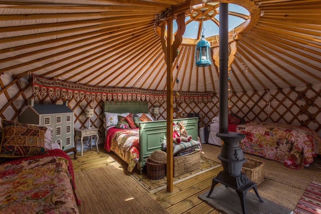 bright-and-colourful-greedy-gander-yurt-with-double-bed-and-two-single-beds