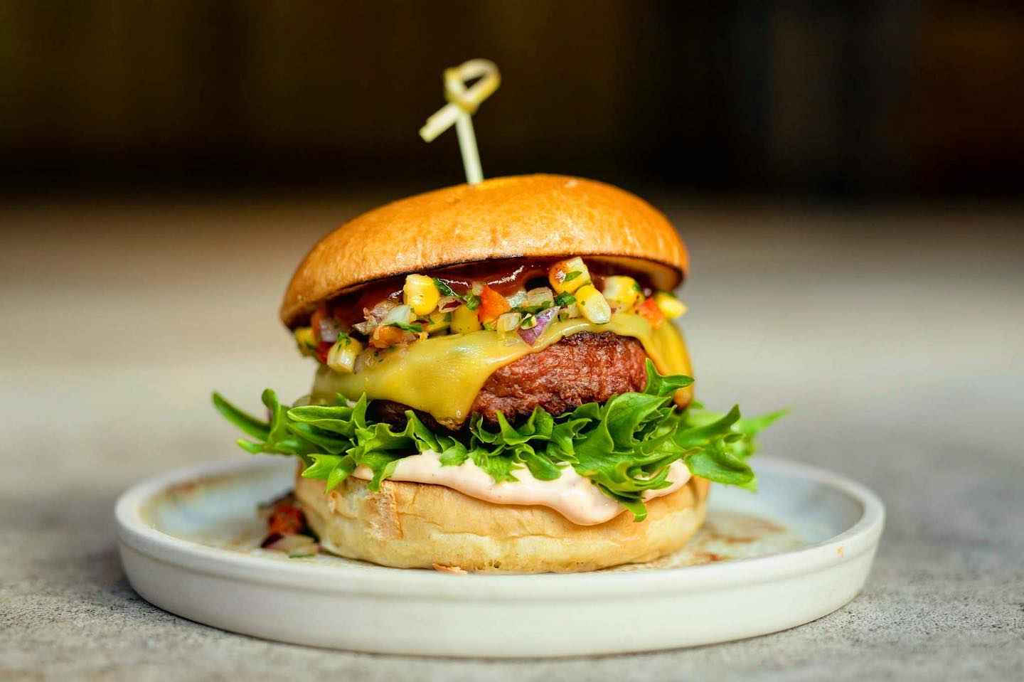 13th-element-vegan-burger-on-plate-vegan-restaurants-nottingham