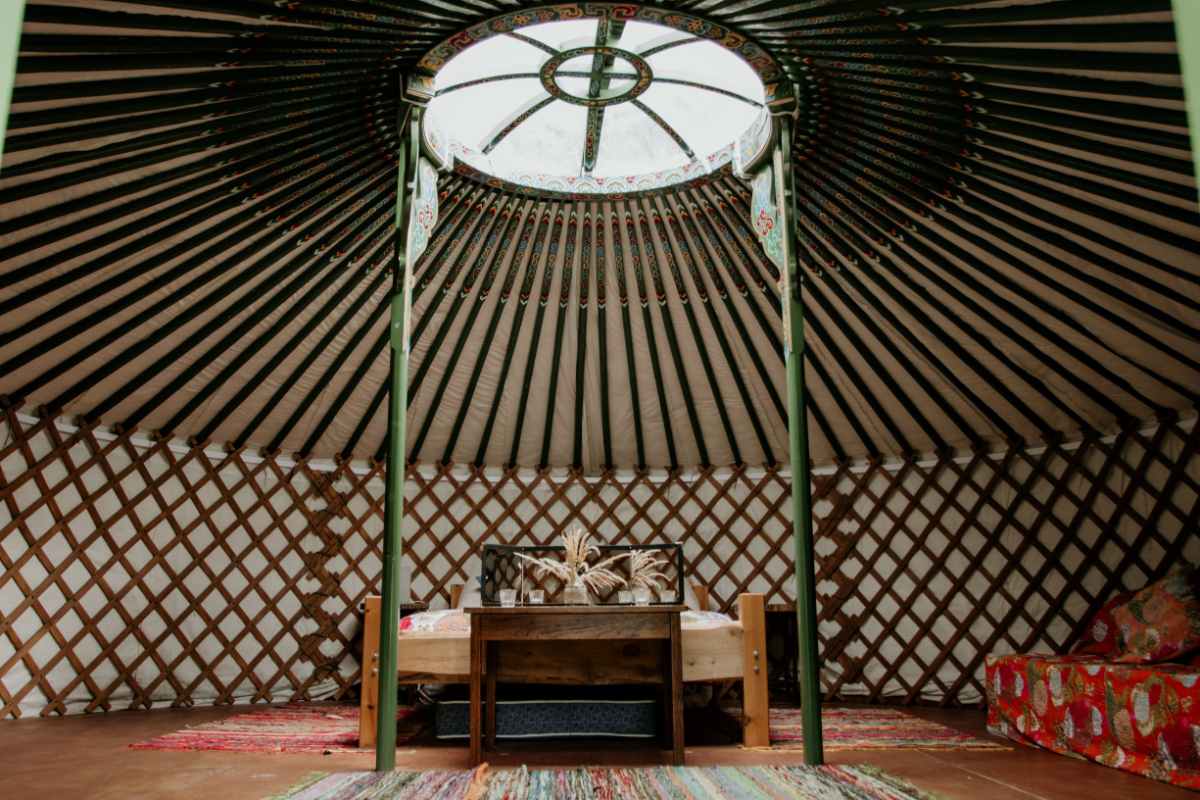 interior-of-browning-bros-yurt-with-double-bed