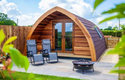 sunloungers-in-front-of-swallows-field-glamping-pod-glamping-essex