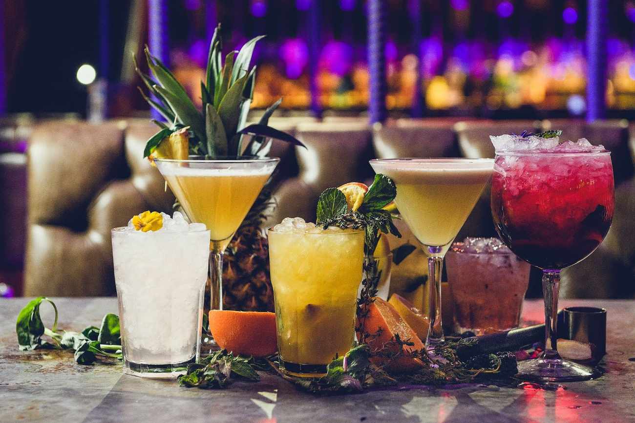 cocktails-on-table-of-bar-and-beyond-at-night-bottomless-brunch-norwich