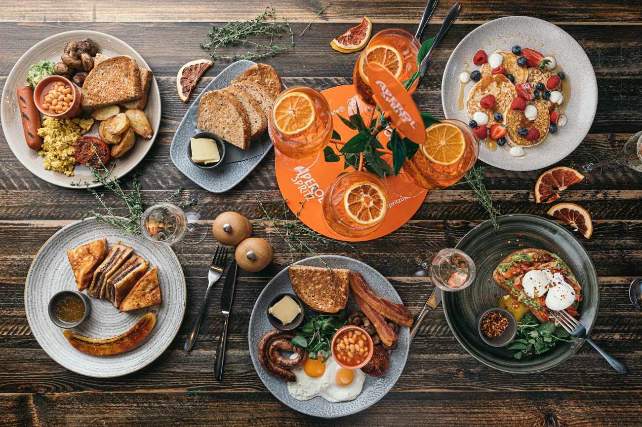 plates-of-breakfast-food-at-the-botanist-bottomless-brunch-manchester