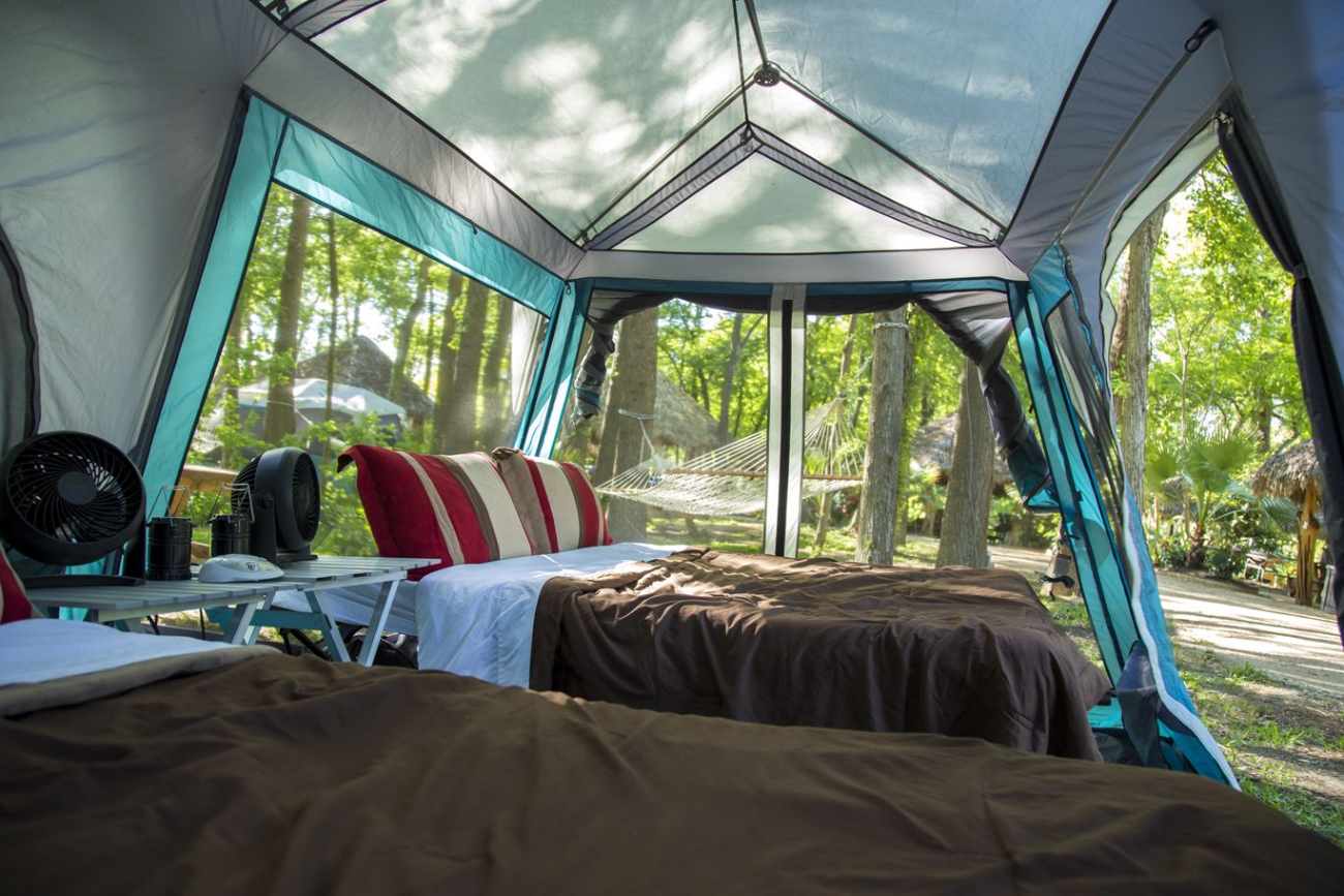 two-double-beds-in-tent-in-forest-on-sons-island