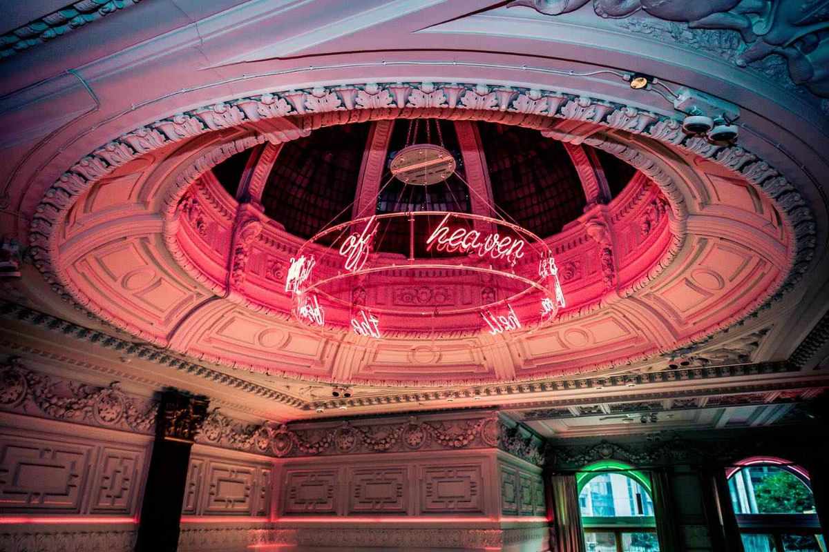 pink-dome-with-neon-words-at-neighbourhood-bar-bottomless-brunch-liverpool
