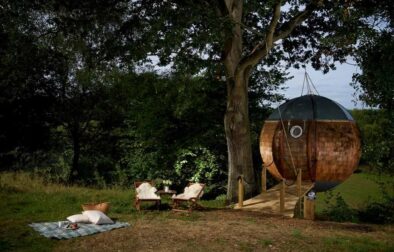 floating-tree-sphere-in-evening-glamping-dorset