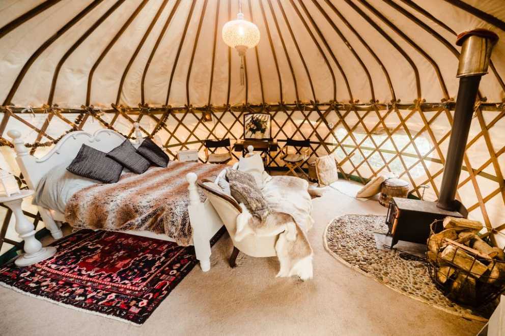 double-bed-inside-moonbeam-yurt-at-honeyside-down