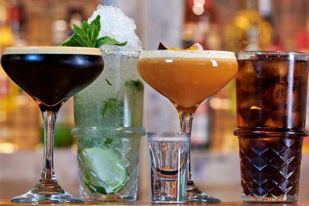 cocktails-on-bar-of-bar-home-pub