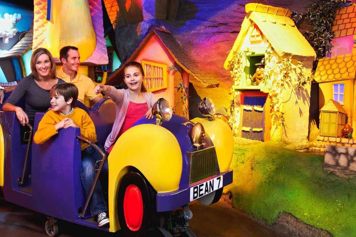 family-on-colourful-ride-in-cadbury-world