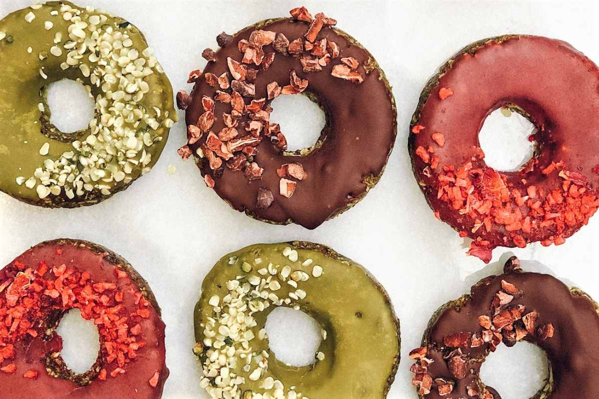 green-red-and-brown-doughnuts-at-raw-press