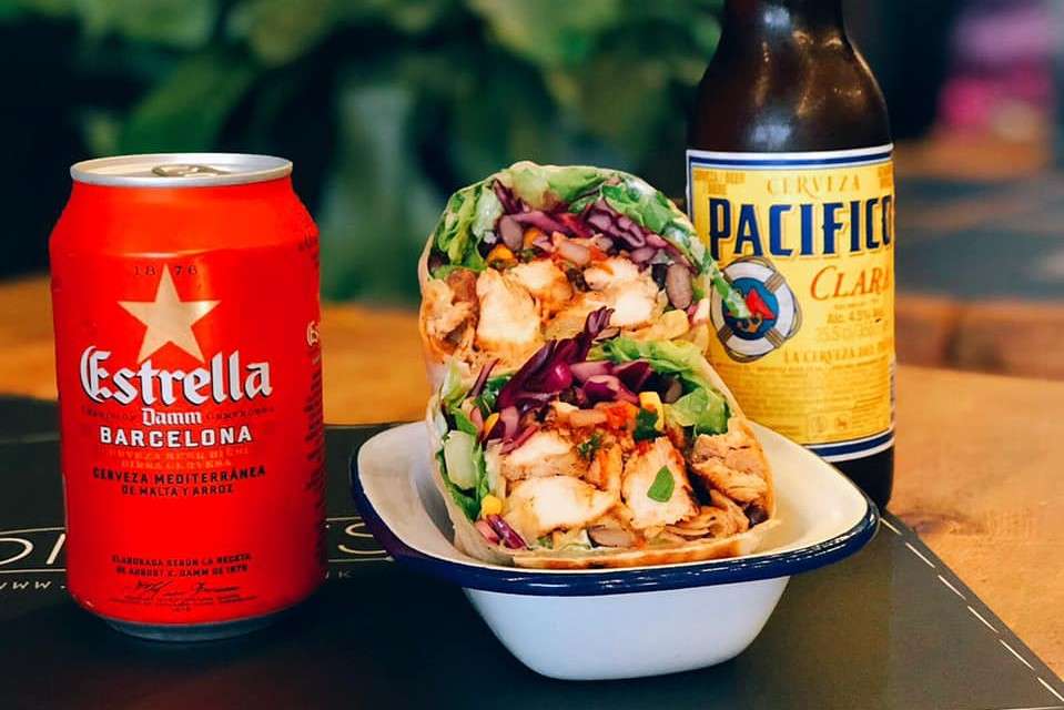 burrito-and-beer-at-dirties-mexican-restaurant