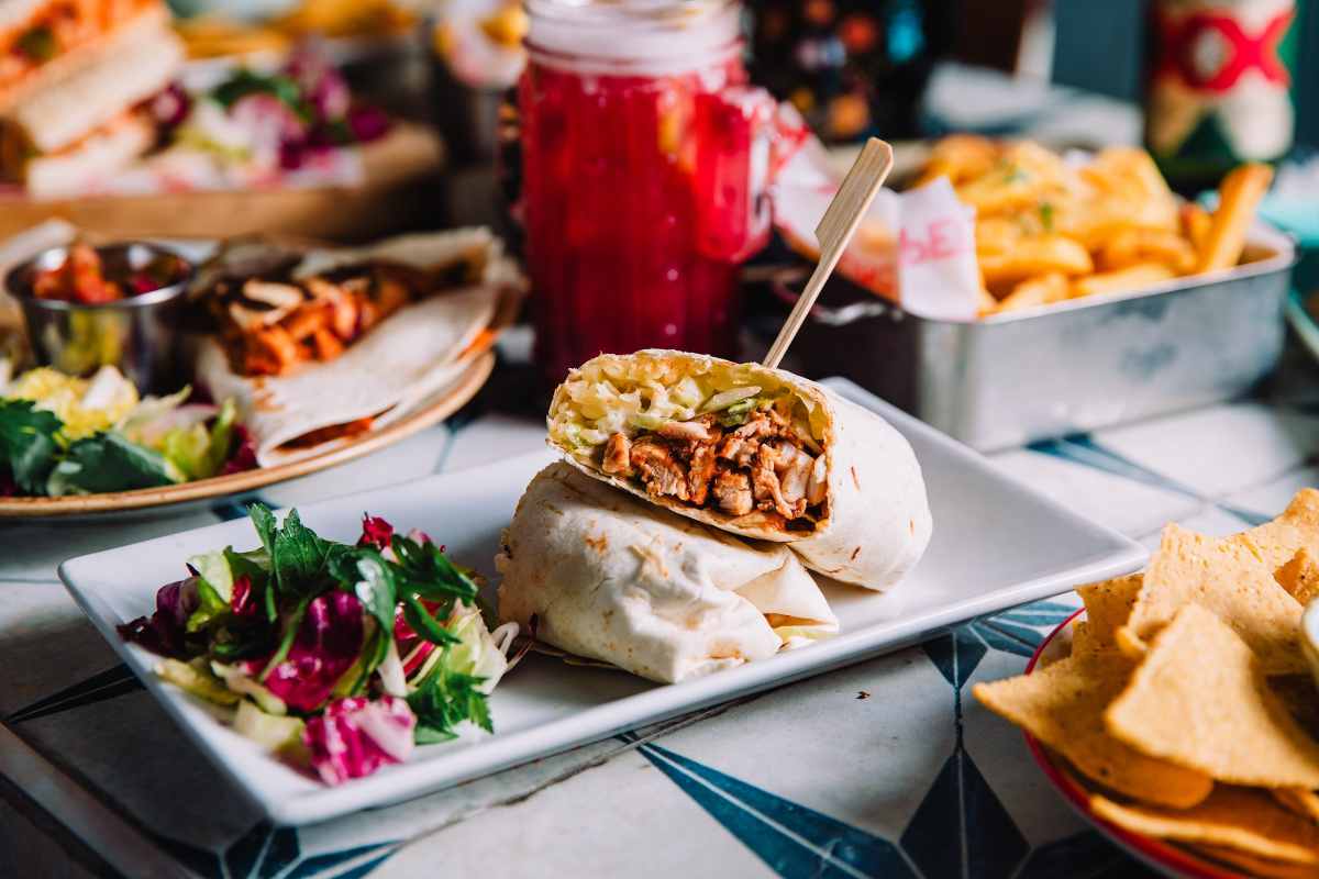 mexican-wrap-at-perios-restaurant-bottomless-brunch-birmingham