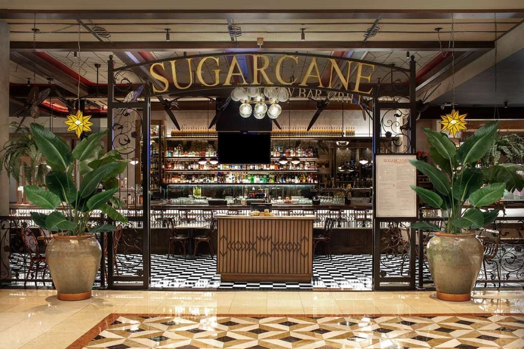 entrance-to-sugarcane-raw-bar-grill-in-the-evening