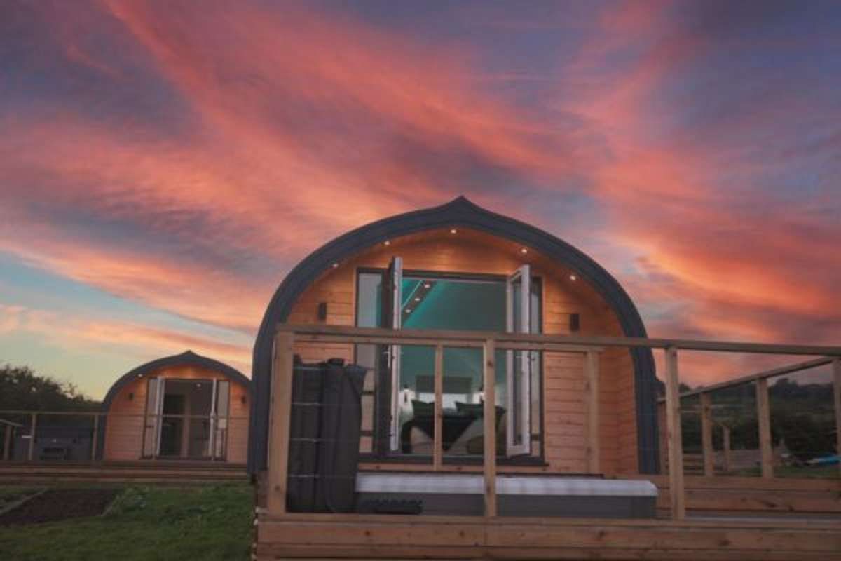 two-pods-at-sunset-at-hidden-horizon-luxury-glamping-pods